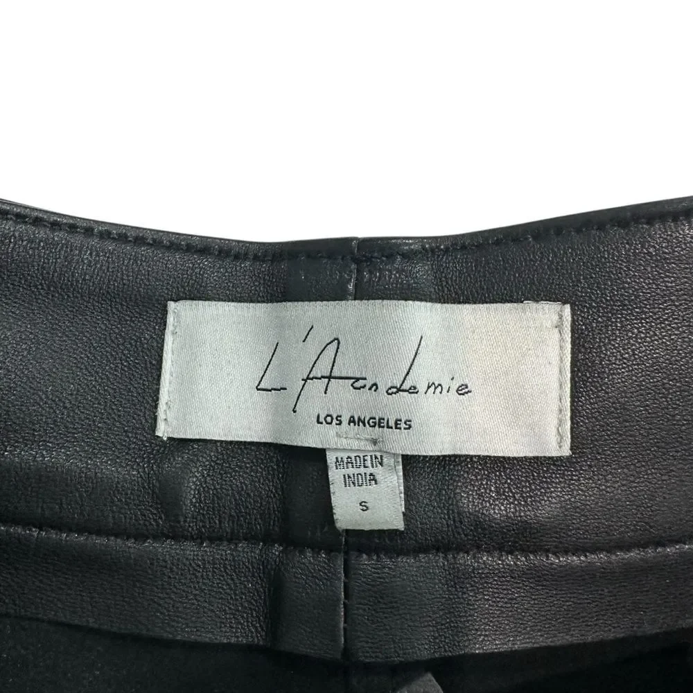 L'Academie Black Rye Barrel Leg Leather‎ Pant, Small